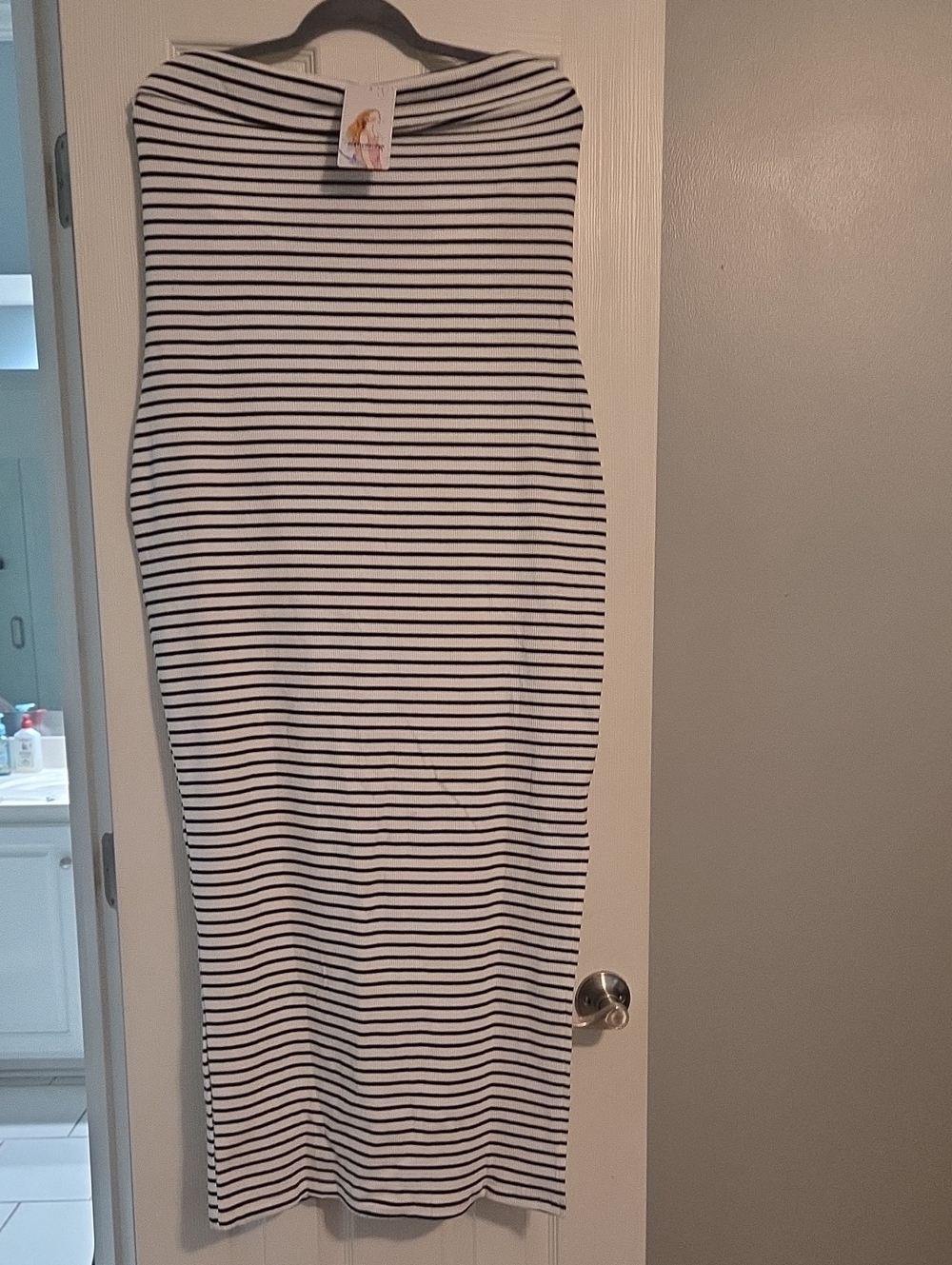 Striped Midi Fitted Maxi Dress Black & White